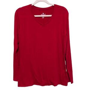 Segments Base Layer T-Shirt Womens XL Red Merino Wool Long Sleeve V Neck